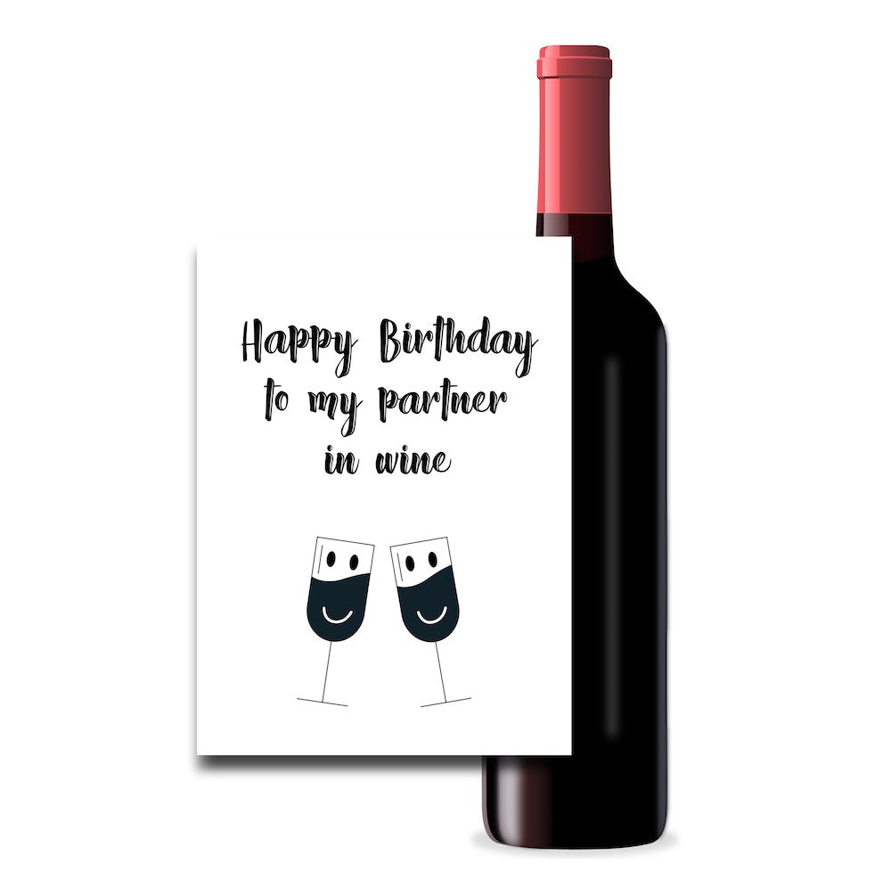 Merlot Wijn - Verjaardag Wijn Cadeau Met Uniek Etiket - Happy Birthday  Partner In Wine - Uniek Wijncadeau - Surpreza